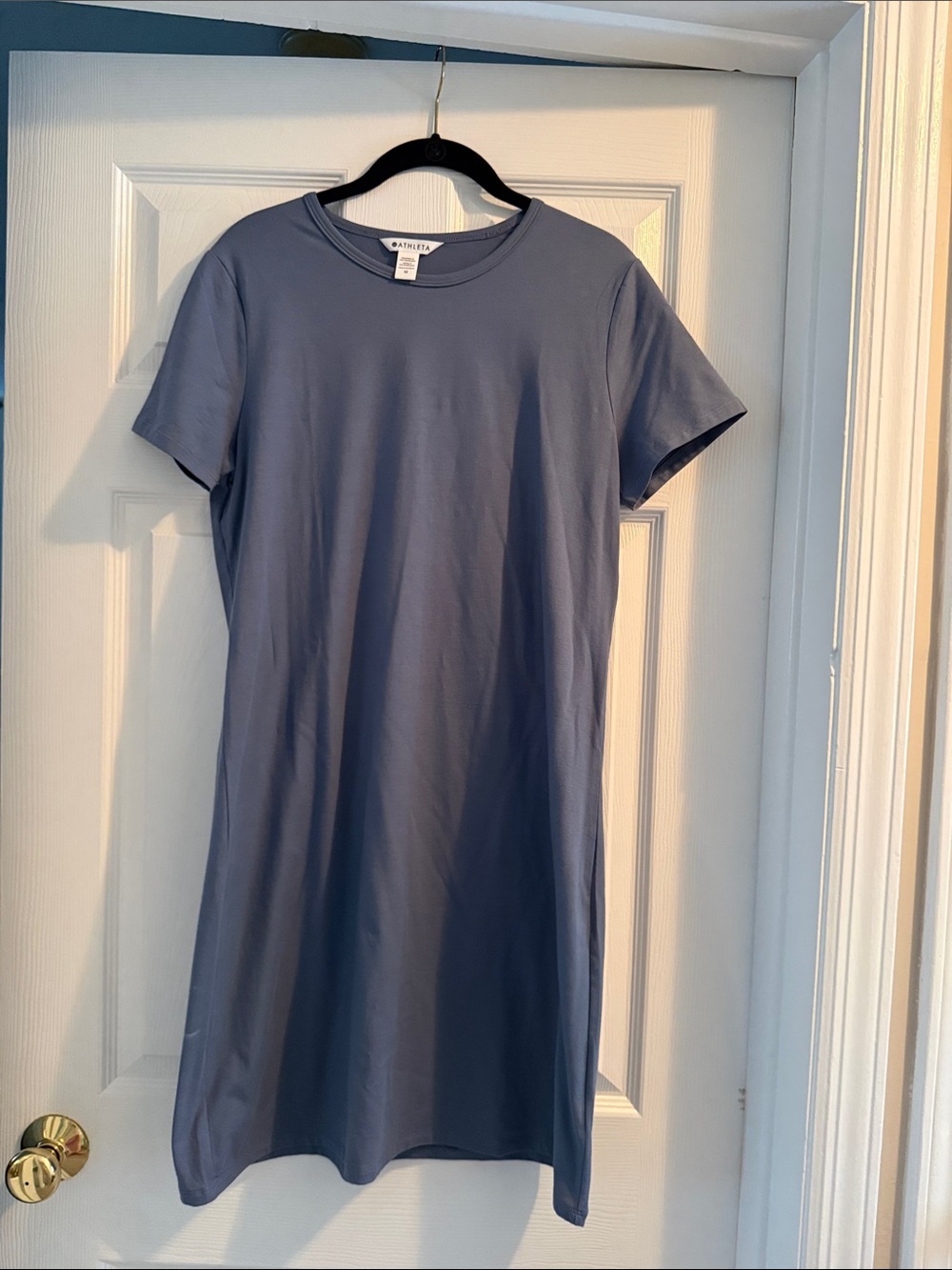 Athleta Relaxed Crewneck Tee Dress in Muted Lavender-Blue